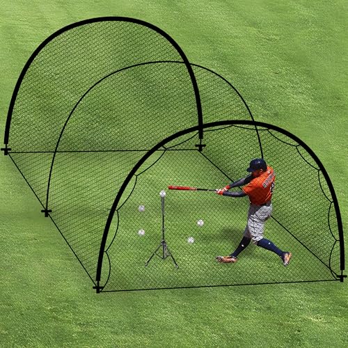 Baseball Batting Cage for Backyard, Softball Cage Batting Net Portable with Carrying Bag Detachable Door with Hitting Target for Batting Training Pitching Practice - size: 22 ft