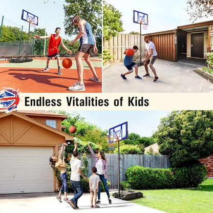 TONBUX Adjustable Basketball Hoop Outdoor 10FT, Basketball Portable Hoops & Goals, 44 Inch Backboard, for Kids, Youth, and Adults in The Backyard, Driveway - style: Blue