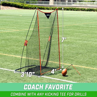 GoSports Football 7 ft x 4 ft Kicking Net - Sideline Practice for Punting or Place Kicks, Ultra-Portable Design with Weighted Sandbag