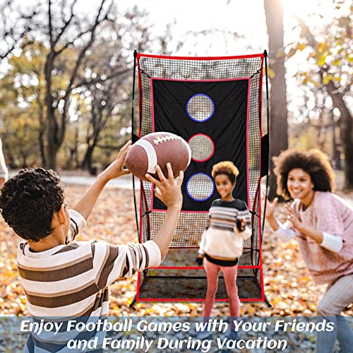 3x6FT Football Net with Throwing Target Strike Zone for Kicking Punting and QB Accuracy Training Portable Football Practice Equipment with Steel Base and Carry Bag