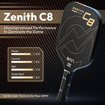 A11N Zenith C8-16mm Pickleball Paddle with Tournament Backpack Bundle