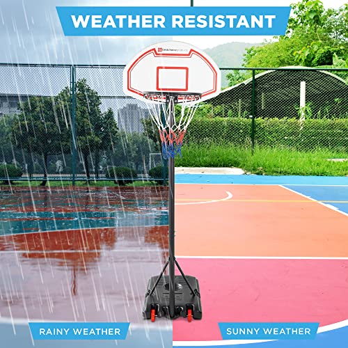 Best Choice Products Kids Height-Adjustable Basketball Hoop, Portable Backboard Set w/ 2 Wheels, Fillable Base, 70.5in to 82.3in Tall - style: White