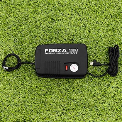 FORZA Electric Ball Pump [120V] - Quick & Easy Soccer Ball/Tyre Inflation | Triple Pressure Gauge (PSI, KPA & BAR) - US, UK, EU Adapter Included | Flexible Hose