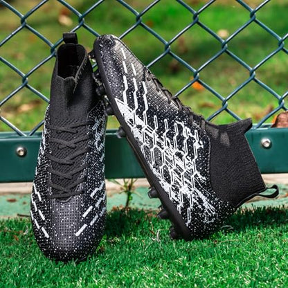 Kids Slip On Soccer Cleats for Boys Girls Youth Training Football Shoes - color: Black/White, size: 1 Little Kid