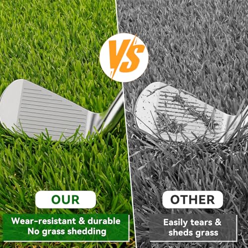 3-in-1 Golf Hitting Mat, 12" x 16" Replaceable Golf Practice Mat with Non-Slip Rubber Base, Golf Training mat for Swing Path, Chipping mat & Putting, Portable for Backyard, Garage, Indoor & Outdoor