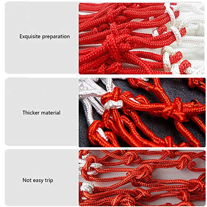 Basketball net 12 Loops Replacement Thicker Ropes Weaved All Weather Bright Coloured Endurable Environment Friendly Polypropylene - color: 1 PCS Red White