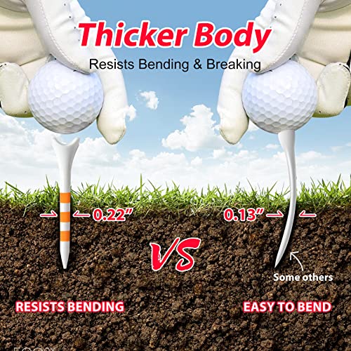 60/100 Pack Plastic Golf Tees (2-3/4"or 3-1/4"), Enhanced Durability & Stability, Designed to Reduce Friction and Side Spin - color: Orange 2-3/4" ( 100pcs)