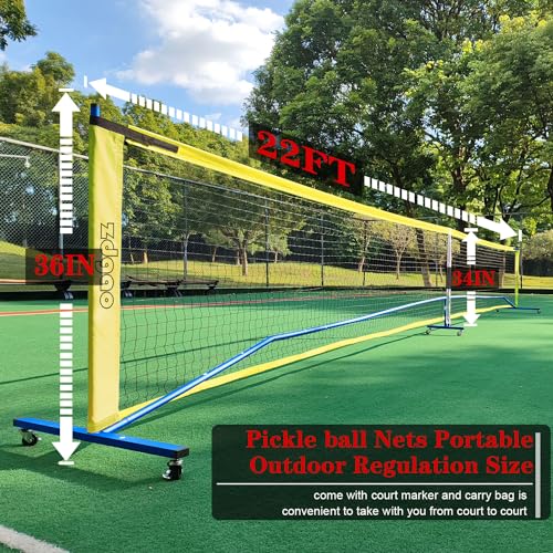 Portable Pickleball Net Set, 22FT Regularion Size Pickle Ball Net with Paddles Set, Outdoor Pickleballs and Carry Bag, Easy Setup for Indoor, Outdoor, Driveway