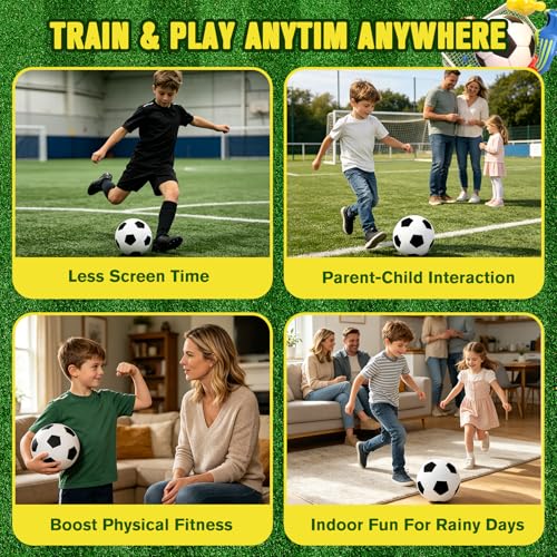 3 Pcs Silent Soccer Ball, Sizes 3/5 /7 Soft Foam Soccer Ball Indoor House Ball for Quiet Training 3Pcs Airless Football Multi-Use for Dribbling Practice, Gift for Soccer Fans