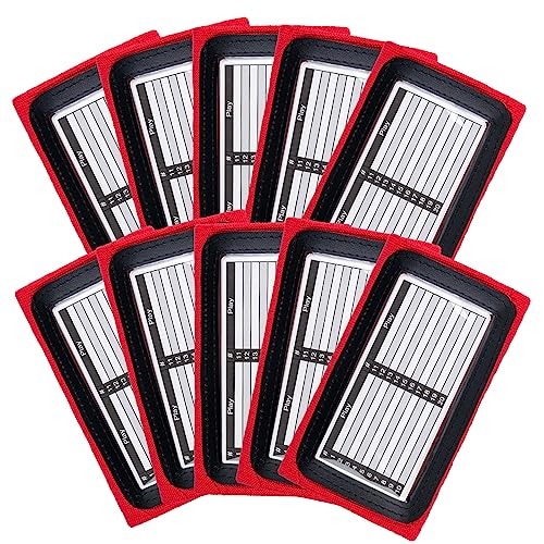 Youth Triple Playbook Wristband Quarterback Wrist(10 Pack)- Triple Windows Playbook QB Wristband - Great for Football Plays, Baseball Calls All Sports - color: Red