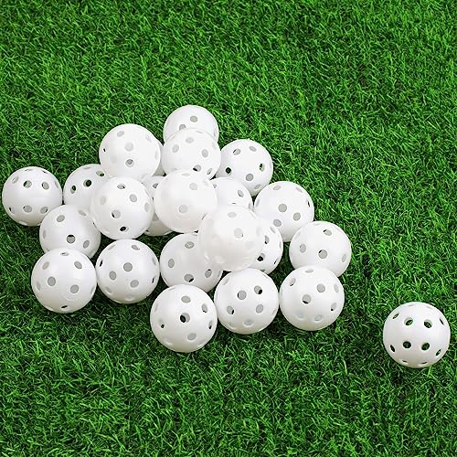 Joyberg Practice Golf Balls 24 Pack, 42mm Plastic Golf Balls, Practice Golf Balls for Backyard, Training Golf Balls for Swing Practice - color: White