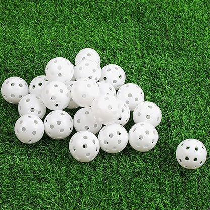 Joyberg Practice Golf Balls 24 Pack, 42mm Plastic Golf Balls, Practice Golf Balls for Backyard, Training Golf Balls for Swing Practice - color: White