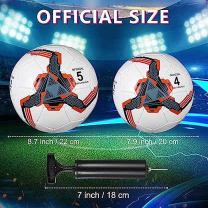 Tradder 4 Pack Soccer Ball with Pump Size 3 4 5 Deflated Soccer Ball for Outdoor Indoor Game Sport Practice Training Gift for Kid Youth Teen Adult Charity Donation - size: Size 5, style: Mechanical Style