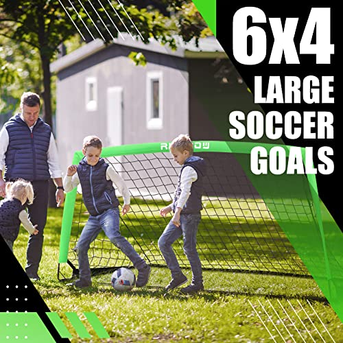 6x4 FT Kids Soccer Goal with Carry Bag, Portable Folding Soccer Net for Backyard Practice Training, Indoor/Outdoor Use for Youth and Adults
