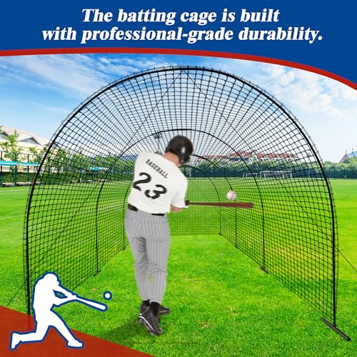 Portable Baseball Batting Cage Net with Sturdy Steel Frame, 20FT/ 30X12X8FT Batting Cages for Backyard Baseball Training Equipment with Carry Bag - size: 30FT