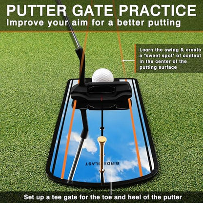 Golf Putting Mirror, Putting Mirror Training Aid for Golf with Putter Line,Golf Training Putters for Beginners - style: Not Includes 3 Gates