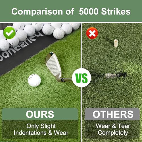 Integrated Golf Hitting Mat with Ball Tray, Thickening Golf Mats Practice Outdoor & Indoor Artificial Turf Matt with 3 Tees - size: 6 x 4 ft, 1.02 in (X-Large)