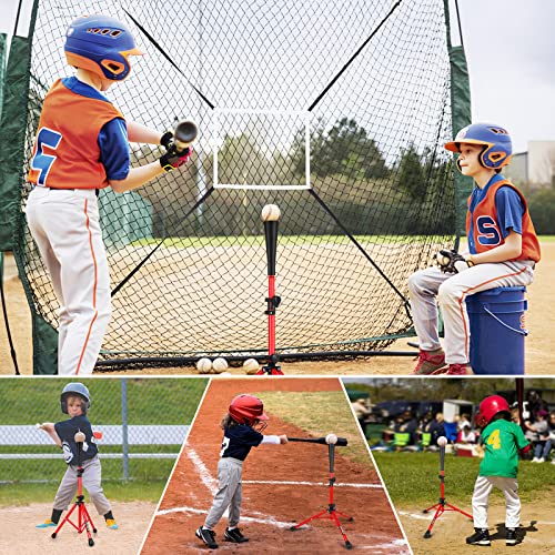 Baseball Tee Batting Tee Softball Tee Portable Travel Hitting Tee,Easy Adjustable Height,Stable Tripod Stand - color: Red