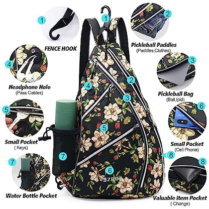 ZOEA Pickleball Bag - Adjustable Backpack with Water Bottle Holder for Men and Women