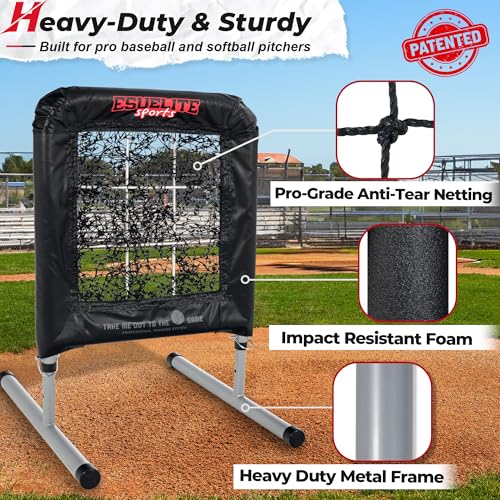 Heavy-Duty 9 Hole Pro Style Baseball & Softball Pitching Net with Strike Zone Target - Adjustable Portable Design - style: Black Pro
