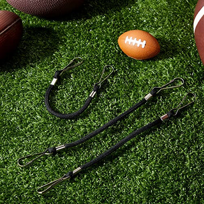 Riakrum 3 Pcs Whistle Lanyard Double Clip Lightweight and Sturdy Nylon Lanyard with Clip Metal for Coach Wrestling Referee School Football Basketball Team Class Competition Training, Black