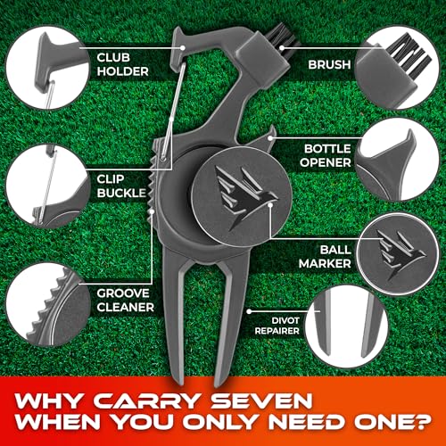 SWIFTEE Premium Golf Gift Set - The Signature 7-in-1 Multi-Tool for Golfers + Complete Accessory Pack (Tees, Ball Marker, Hat Clip, Pouch Towel) - Perfect Golf Gift