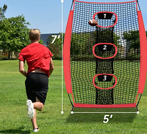 Gagalileo Football Throwing Net: Practice Accuracy Youth Trainer Quarterback Outdoor Backyard Players with Durable Fiberglass Poles Polyester Mesh