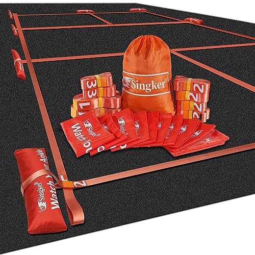 PortablePickleball Court Marking Kit,Innovative, 10 Zippered sandbags Keep thewind from Messing Around,Temporary Pickleball Boundary Lines, 8 Nylon webbings, Net Not Included