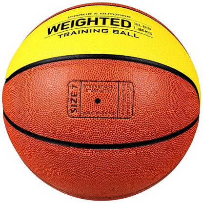 Basketball Weighted 1.3kg Auxiliary Heavy Basketball 3lbs Size 7 for Indoor and Outdoor Training, Training Heavy Ball for Improving Dribbling and Ball Control