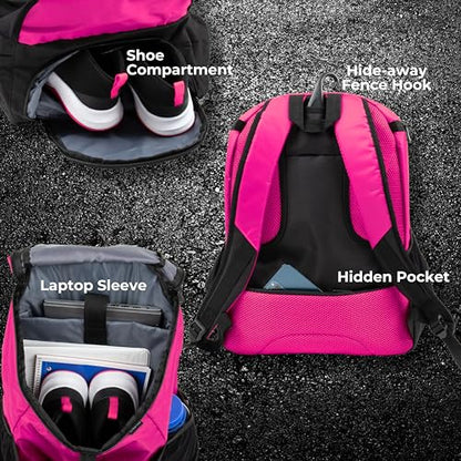 Athletico Basketball Bag - Large Basketball Backpack for Men & Women - Volleyball & Soccer - color: Pink