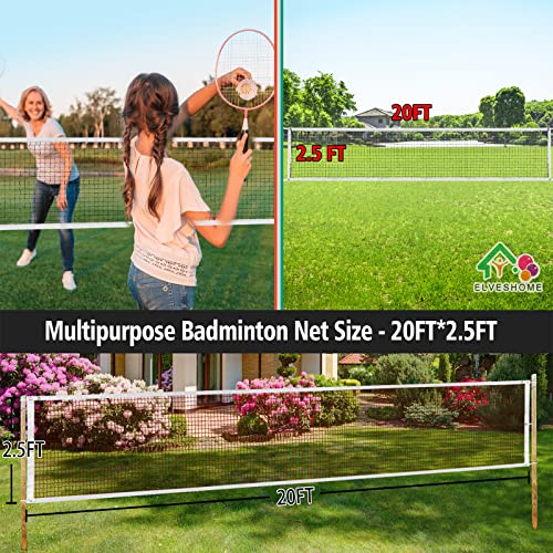 Professional Portable Badminton Net - 20FT X 2.5FT, Ideal for Backyard, Beach, Schoolyard & Competition, Includes Carrying Bag
