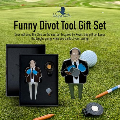 Golf Divot Tool Gift Set – Magnetic Divot Tool, Ball Marker, Hat Clip, & Case Made in USA from Durable Rust-Free Material for Easy Ball Marking, Repairing Divots, and Perfect Golf Gifts - color: Kevin