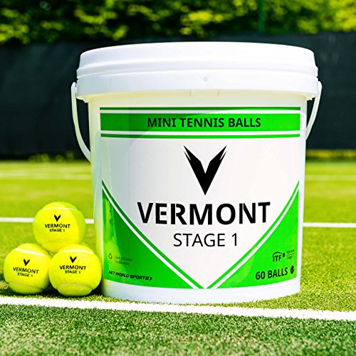 Vermont Tennis Balls | ITF Approved Mini Tennis Balls – Pressureless Training Balls [Bulk Buy Tennis Balls] - color: Mini Green (Stage 1), size: 60-Ball Bucket
