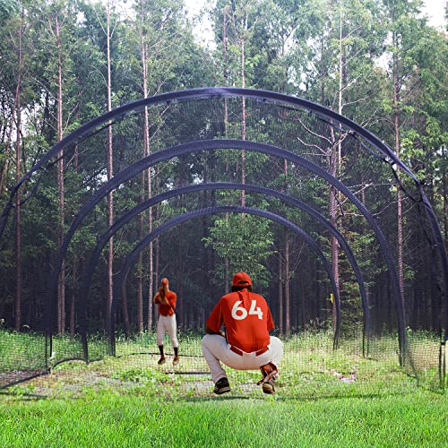 Upgrade 30FT Baseball and Softball Batting Cage Net and Frame, Large Batting Cages Net with Steel Frame for Home - Backyard Batting Cage with Pitching Backstop and Carry Bag