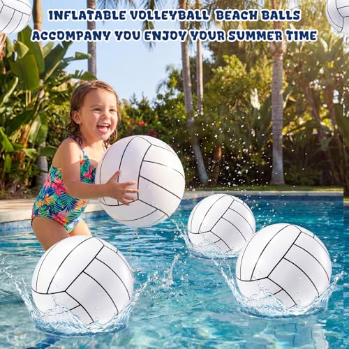 Sosation 8 Pcs Inflatable Sports Balls 16 Inch Inflatable Beach Ball Blow up Sports Party Decorations Swimming Pool Summer Pool Toys for Indoor Outdoor Beach (Volleyball) - style: Volleyball