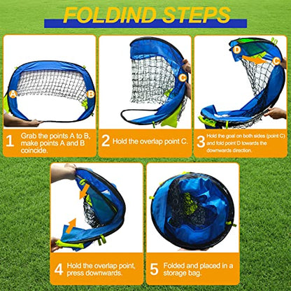 EVERRUSH Pop Up Soccer Goals Nets for Backyard Beach Soccer Training Net Mini Portable Foldable Lightweight Indoor + Outdoor Football Goal with Carry Bag - style: Blue
