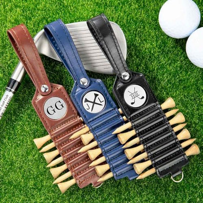 ipetlive Personalized Golf Tee Holder, Leather Custom Monogram Name Golf Bag Accessory, 3 Colors Gifts for Men Women Dad Mother