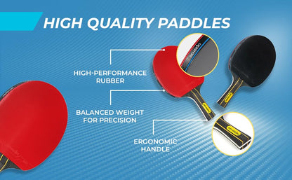 Ping Pong Paddles - High-Performance Set with Premium Table Tennis Rackets, 3-Star Ping Pong Balls, Compact Storage Case | Table Tennis Set