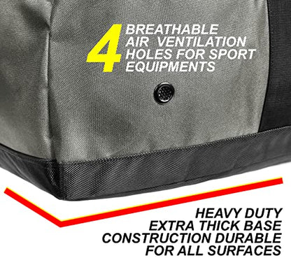 Fitdom 132L 36" Heavy Duty Extra Large Sports Gym Equipment Travel Duffel Bag W/Adjustable Shoulder & Compression Straps. Perfect for Soccer Baseball Basketball Hockey Football Team Coaches & More - color: Grey