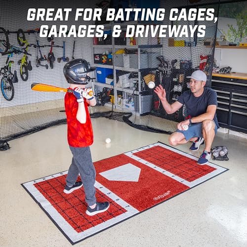 GoSports Baseball and Softball Hitting Mat with Batting Stance Alignment Guide - 6 x 4 ft