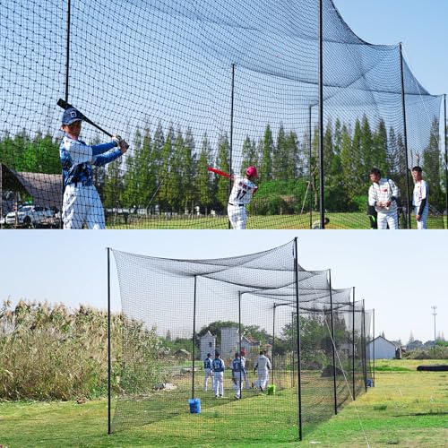 Baseball Batting Cage, 20/35/55/70FT Baseball Nets for Batting Cage，Baseball and Softball Batting Cage Nets for Pitching Training, Outdoor Backyard Batting Cage with Frame