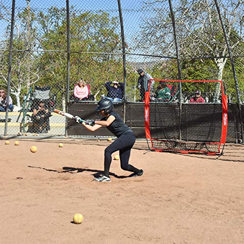 GoSports 5 ft x 5 ft Baseball & Softball Practice Hitting & Pitching Net with Bow Type Frame, Carry Bag and Strike Zone, Great for All Skill Levels