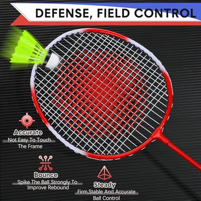 12 Pack Badminton Rackets Set Including Badminton Racquets, Nylon Shuttlecocks and Carry Bag for Outdoor Backyard Games Beginners - color: Blue White, Red White