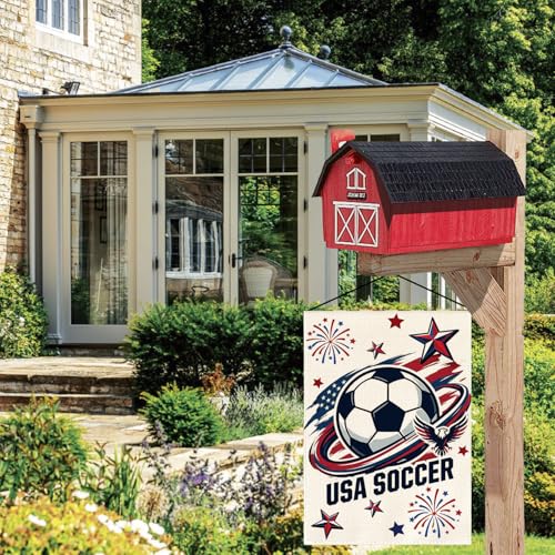 AVOIN colorlife Global USA Soccer Garden Flag 12x18 Inch Double Sided, America Game Day Sport Season Yard Outdoor Flag