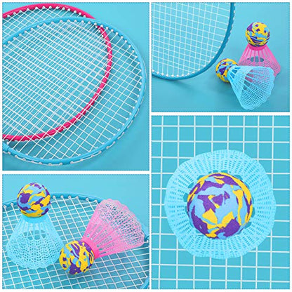 KH Badminton Rackets Set of 2 4 6 for Adults Kids,Beach Lawn Backyard Game Outdoor Sports,Racquets,Shuttlecocks & Carry Bag Included - color: Red, Blue (Kids)
