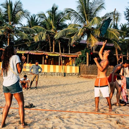 Woanger 30 x 60 ft Volleyball Boundary Rope Set Beach Volleyball Lines with 4 Square for Sports Beach Ball Grass Setup
