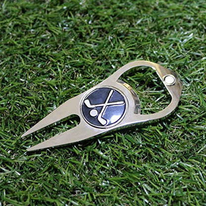 Golf Divot Repair Tool with Ball Marker, A Unique and Multi-Functional Golf Accessory, Nickel - color: Black