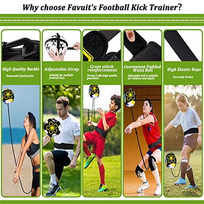 Football Kick Trainer, Soccer/Volleyball/Rugby Trainer Hands-Free Adjustable Solo Soccer Practice Aid Throw Training Equipment for Kids Adults Ball Sizes 3, 4, 5 - color: 5 Straps