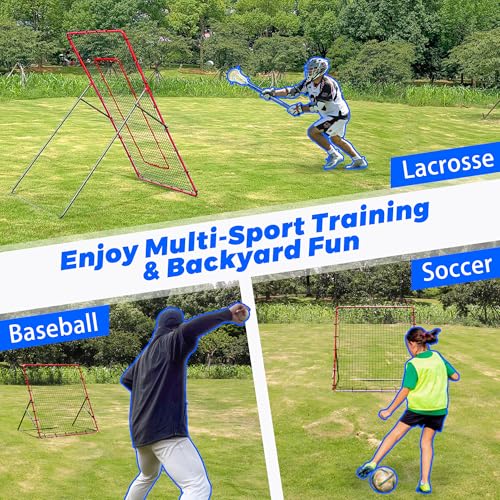2-in-1 Volleyball Rebounder Net, Adjustable 7×4 ft to 4.5×4 ft Bounce Back Training Rebound Equipment with Angle Customization for Volleying, Bumping, Spiking Practice - color: Red