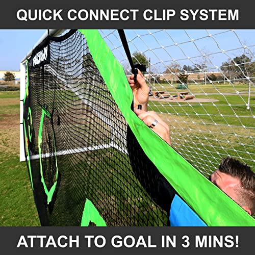 QuickPlay Target Net - Soccer Goal Target Nets with 7 Pockets for Shooting Accuracy - Fits Rigid Goals in Multiple Sizes - Soccer Trainer for Backyard, Training Equipment | Soccer Frame Not Included - style: Target Net PRO 24x8'
